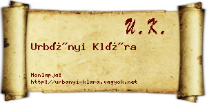 Urbányi Klára névjegykártya